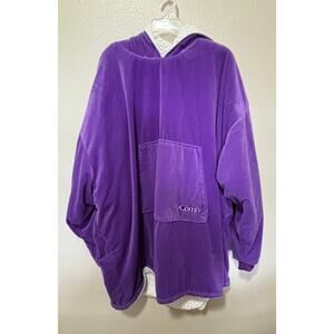 The Comfy Wearable Hoodie Blanket Purple Print  One Size Pocket Pullover